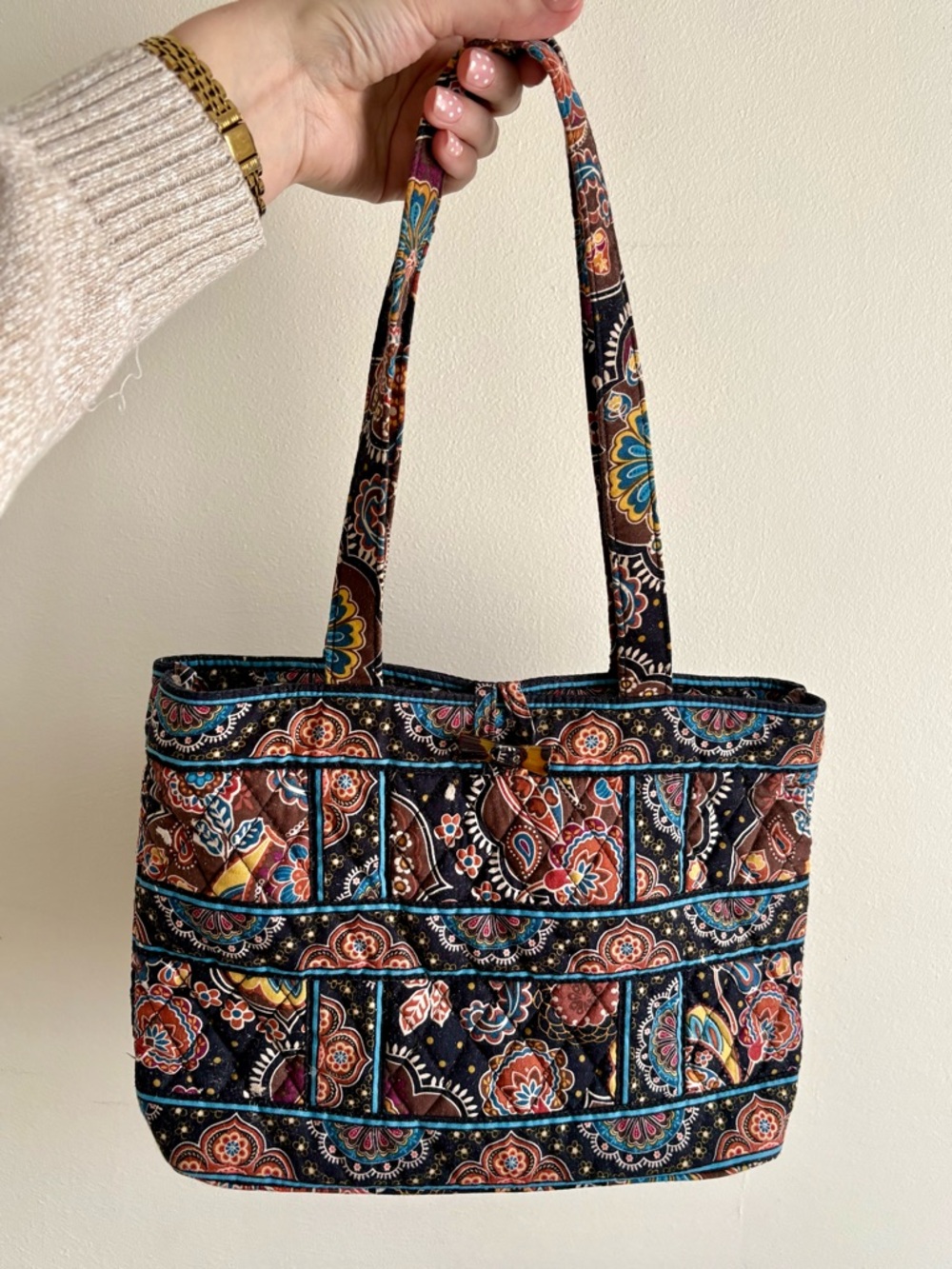 Vera Bradley Kensington Tote | Brown Paisley Quilted Shoulder Bag